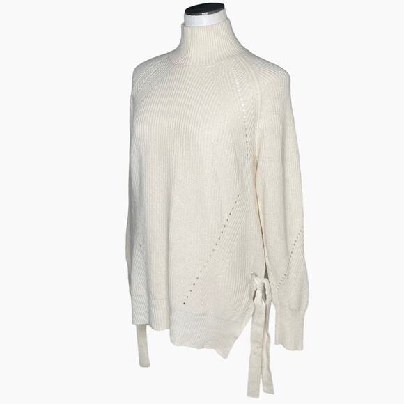 Rebecca Taylor Turtleneck Rib Knit Side Tie Sweater - Picture 4 of 10